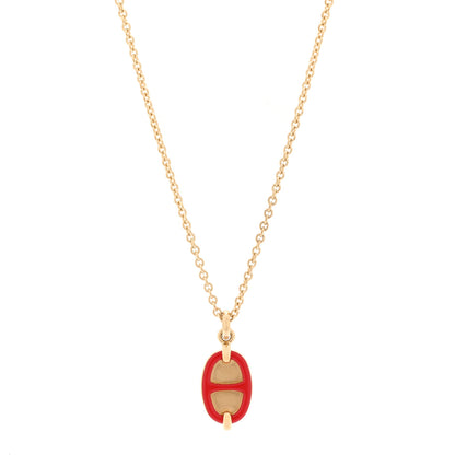 Hermes Metal Enamel Mini Maillon Pendant Necklace Rouge Vif 1 of 6
