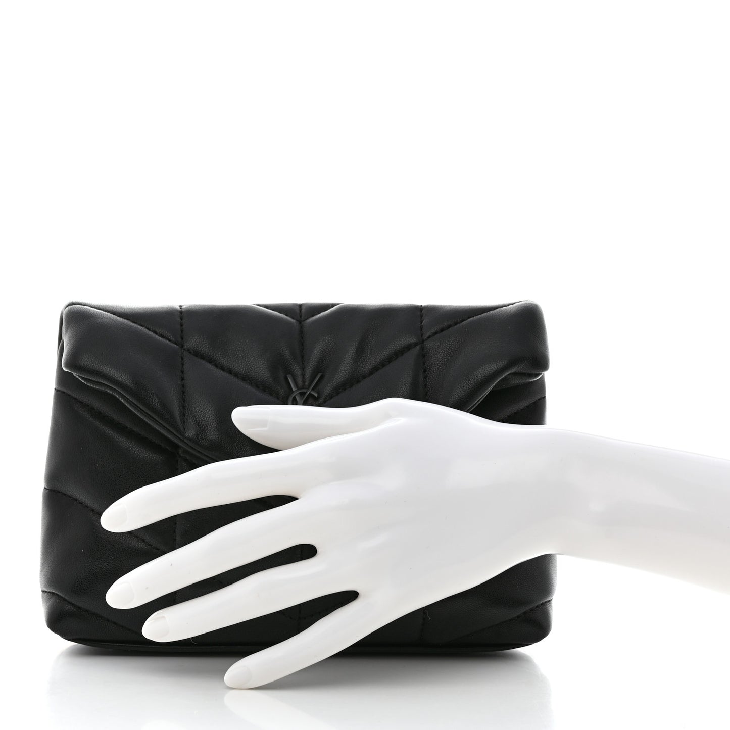 Lambskin Monogram Loulou Puffer Pouch Clutch Black