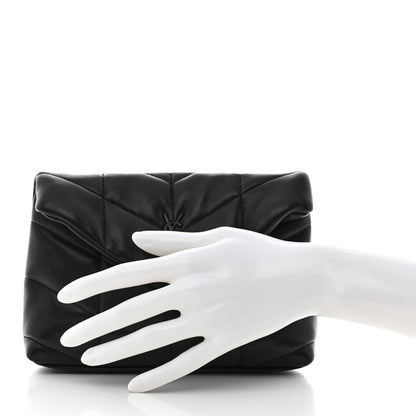 Saint Laurent Lambskin Monogram Loulou Puffer Pouch Clutch Black 2 of 11