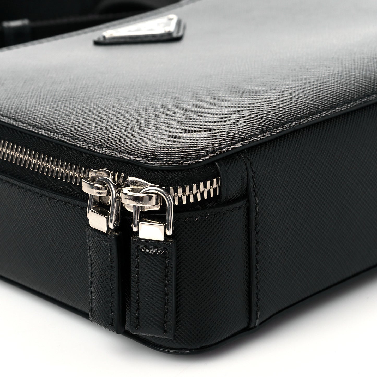 Saffiano Travel Medium Brique Crossbody Bag Black