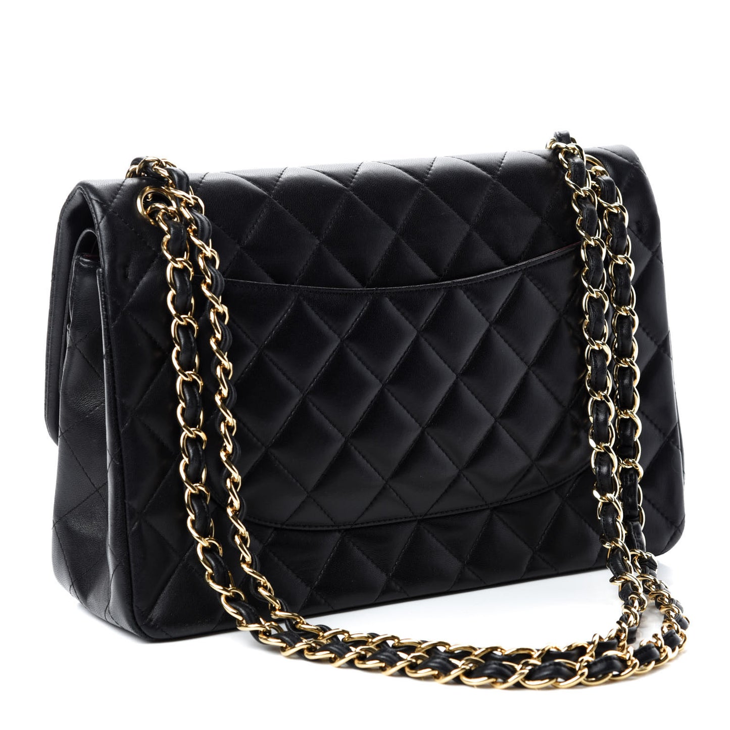 Lambskin Quilted Jumbo Double Flap Black