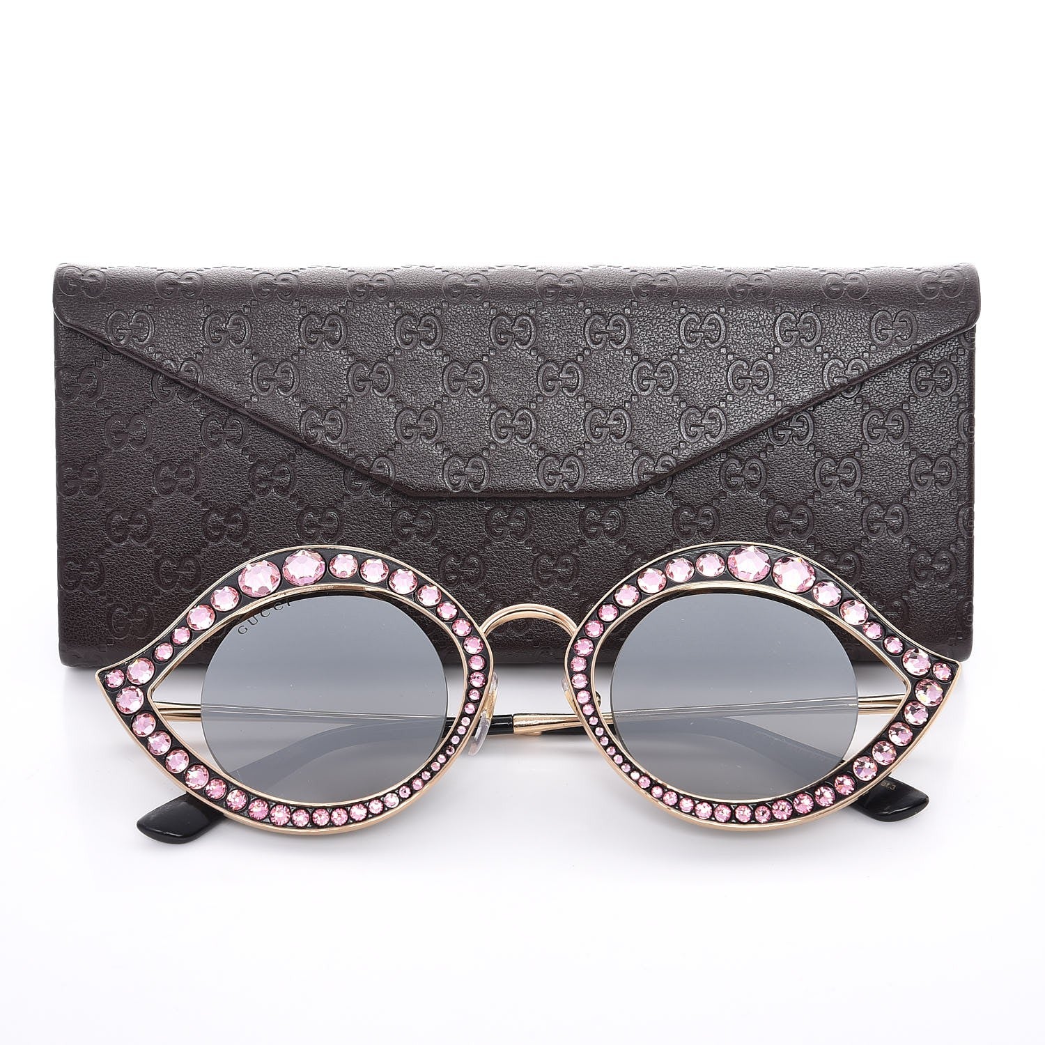 Gucci Metal Crystal Cat Eye Sunglasses GG0046S Light Pink 8 of 8