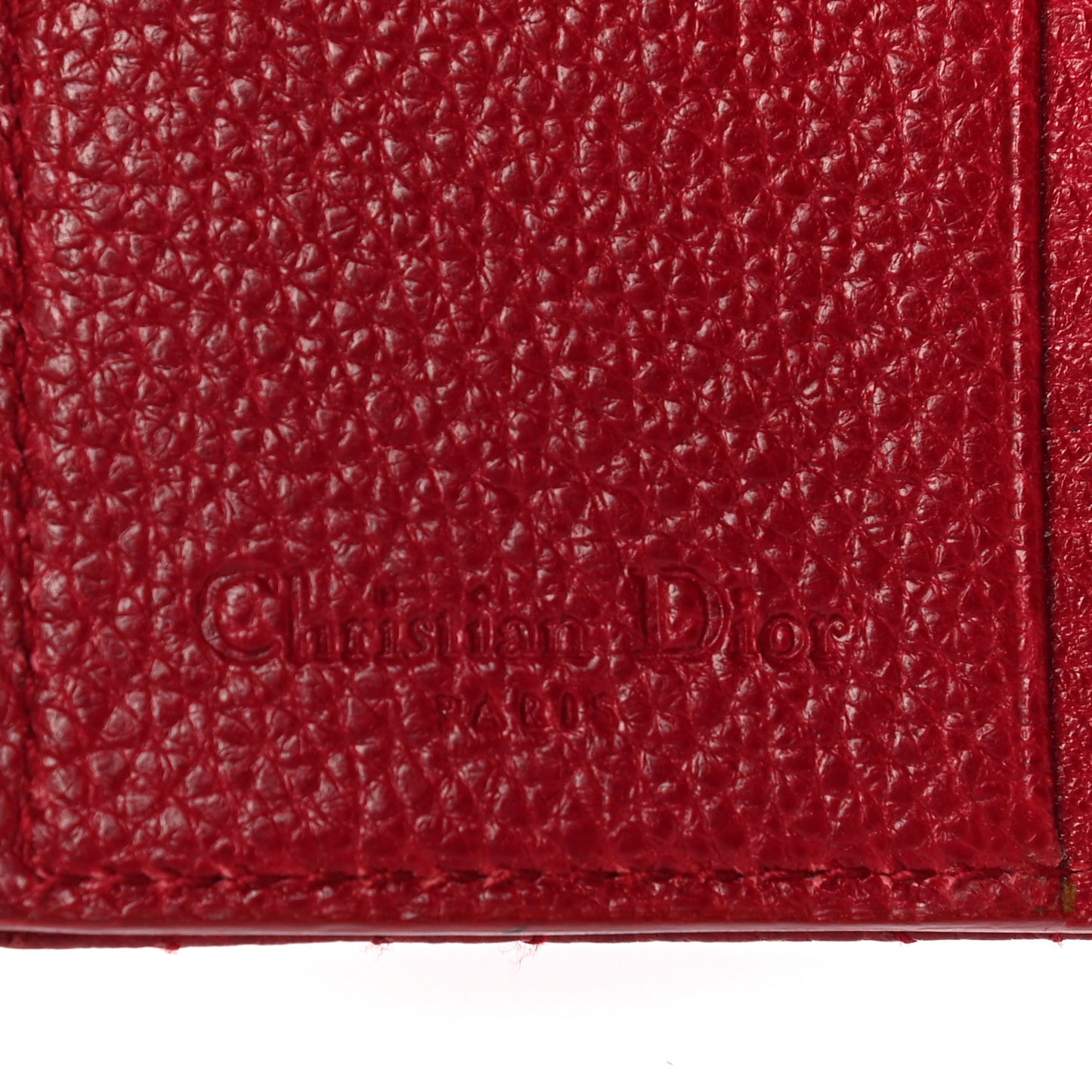 Grained Calfskin Cannage Lady Dior French Wallet Red