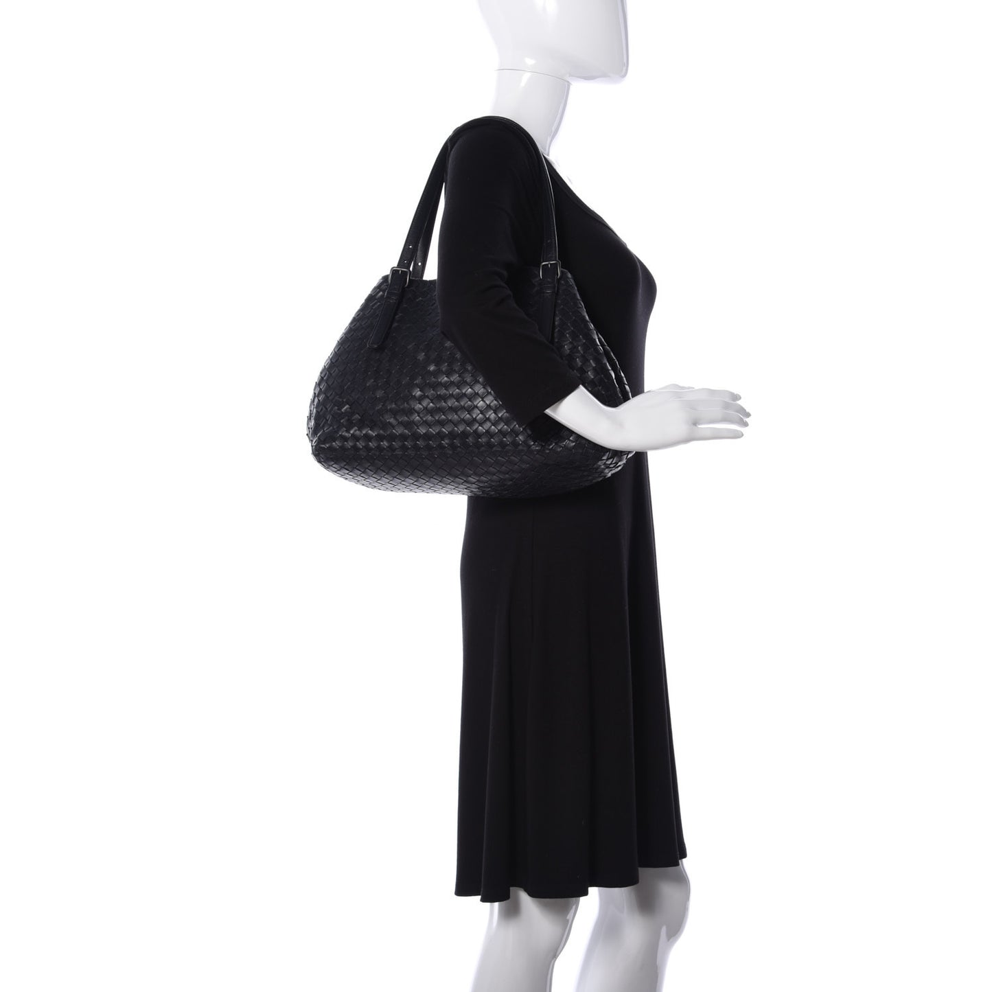 Nappa Intrecciato Medium Cesta Tote Black