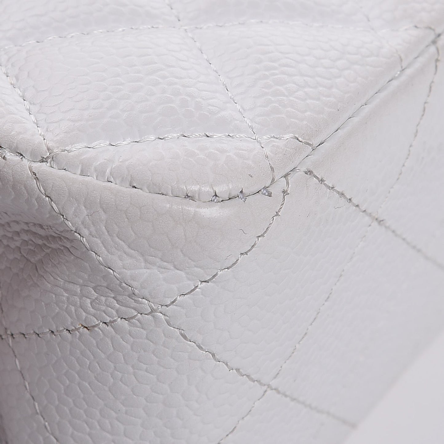 Caviar Quilted Medium Double Flap White