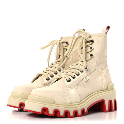 Christian Louboutin Toile Enduite Calfskin Womens Panaroot Dune Donna Flat Boots 36.5 Natural 4 of 10