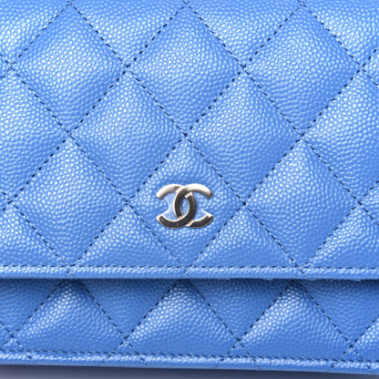 Chanel Caviar Quilted Mini Wallet On Chain WOC Blue 13 of 14