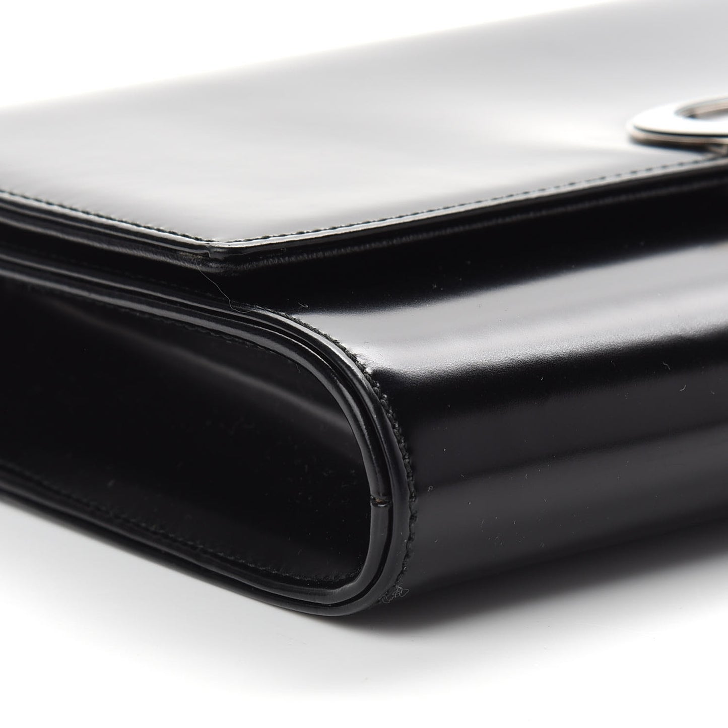 Smooth Calfskin Chain Clutch Black