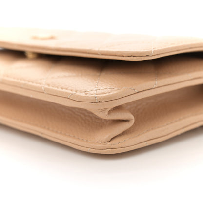 Chanel Caviar Quilted Wallet on Chain WOC Beige 10 of 12
