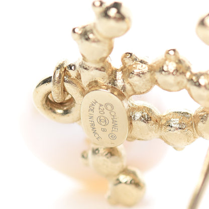 Chanel Pearl Crystal CC Drop Earrings Gold 4 of 5