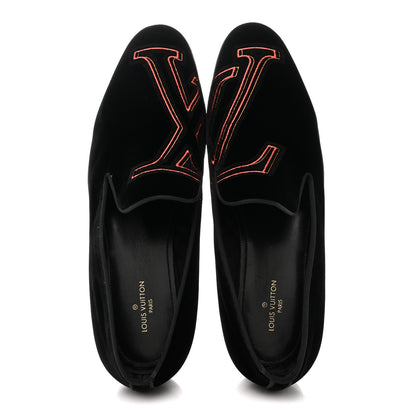 Louis Vuitton Velvet Mens Upside Down Auteuil Slipper 8.5 Black 2 of 9