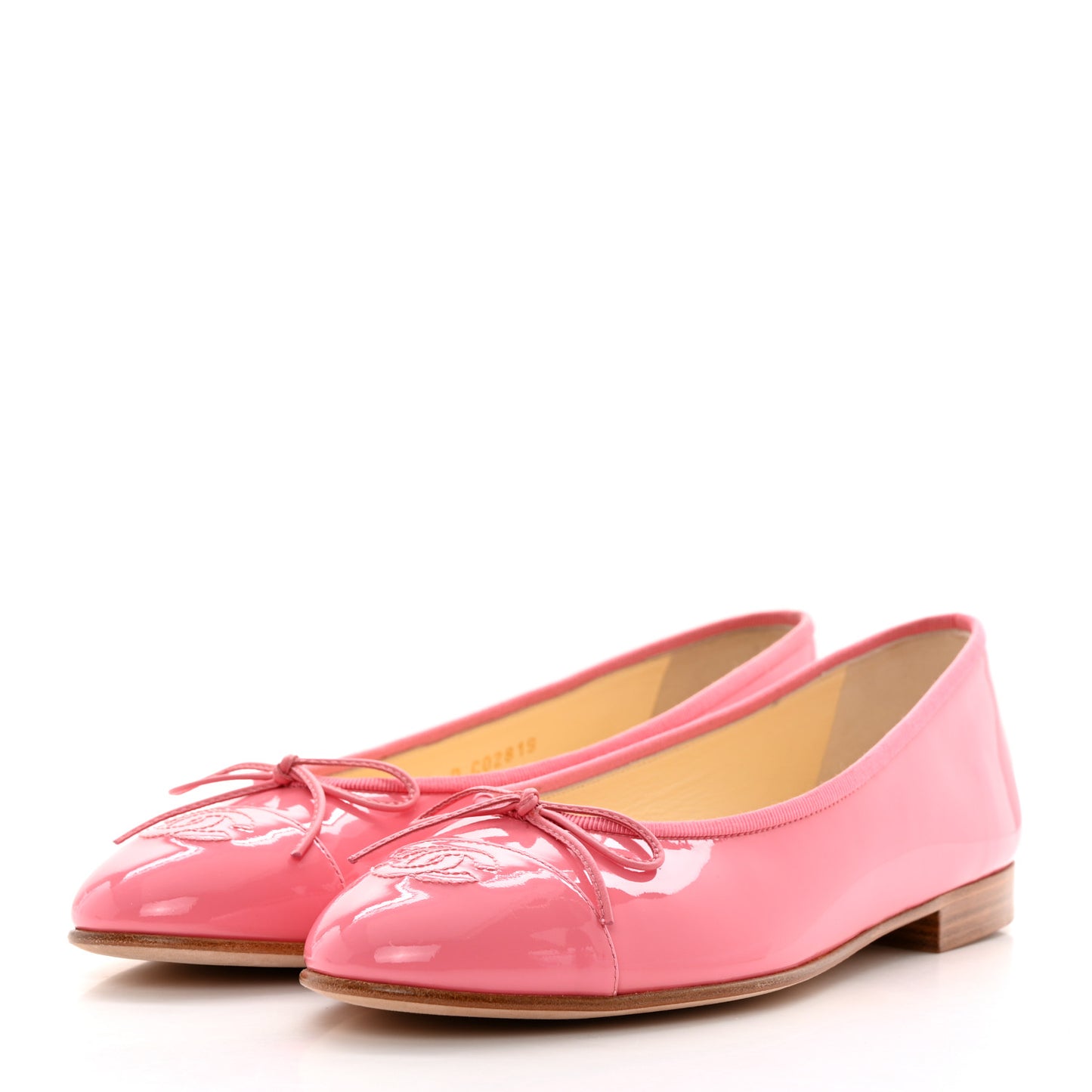 Patent Calfskin CC Cap Toe Ballerina Flats 40 Light Pink
