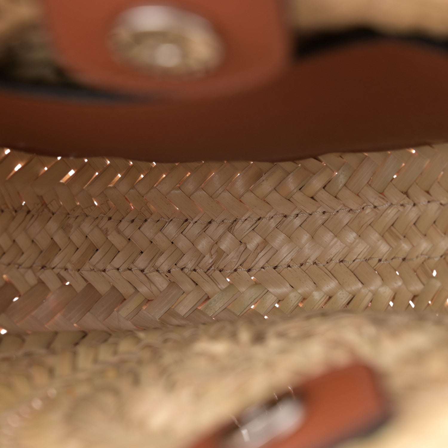 Chloe Raffia Small Grain Calfskin Small Marcie Basket Crossbody Tan 5 of 12
