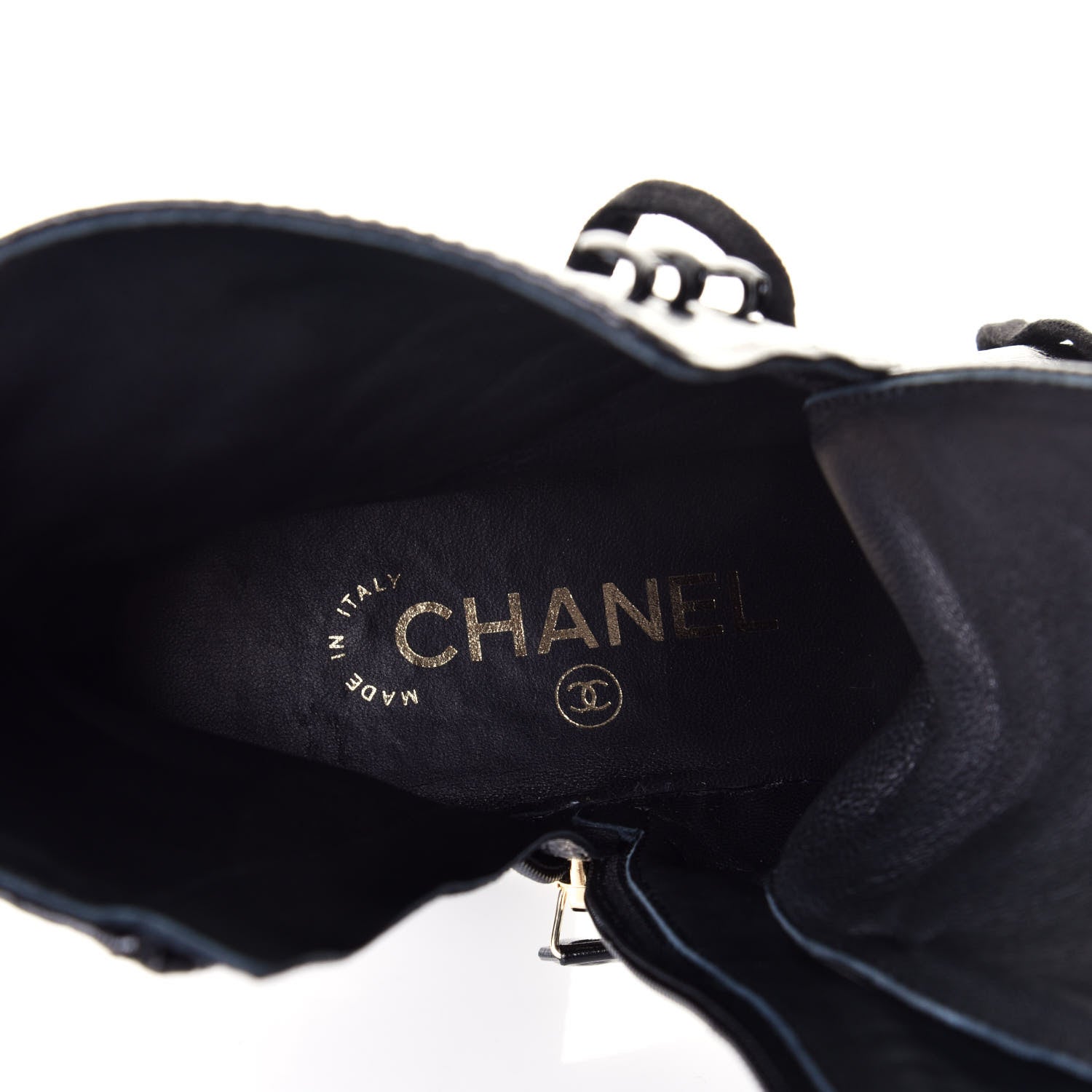 Chanel Shiny Crumpled Lambskin Lace Up Boots 36.5 Black 8 of 11