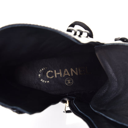 Chanel Shiny Crumpled Lambskin Lace Up Boots 36.5 Black 8 of 11
