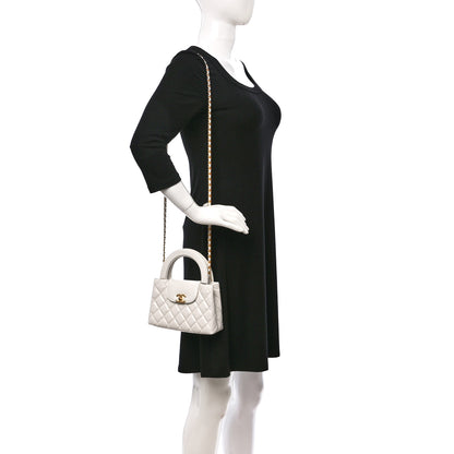 Chanel Shiny Aged Calfskin Quilted Nano Kelly Shopper White 2 of 10