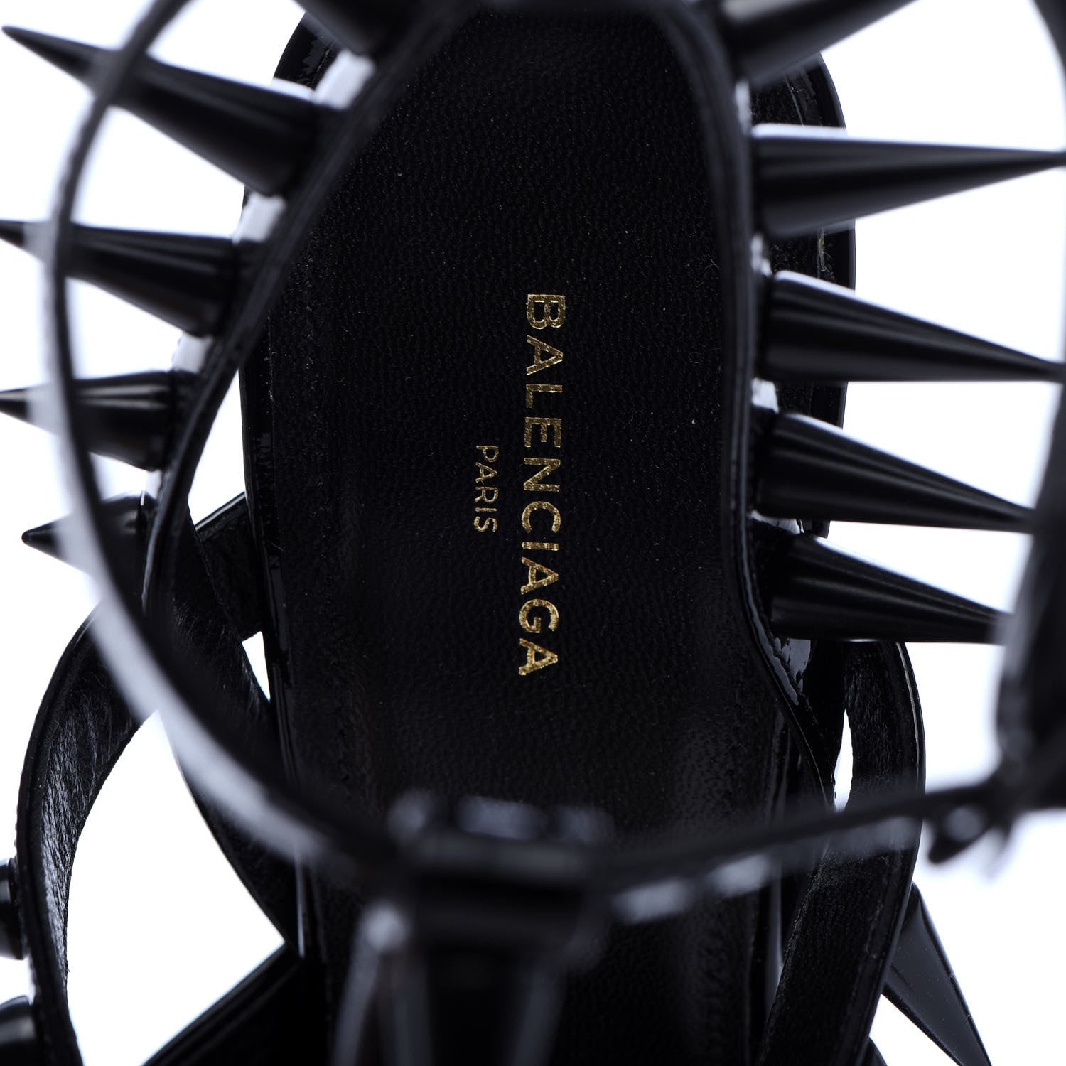 Balenciaga Glossy Calfskin Spiked Pumps 38 Black 8 of 9