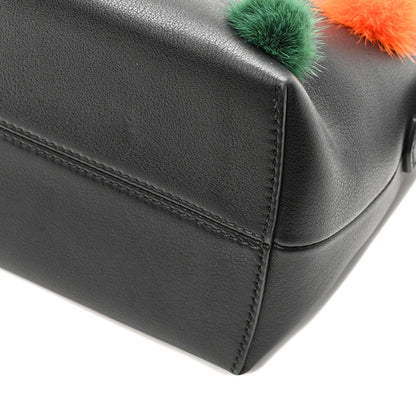 Fendi Vitello Dolce Mink Fur Pom Pom Medium By The Way Boston Bag Black Multicolor 10 of 10