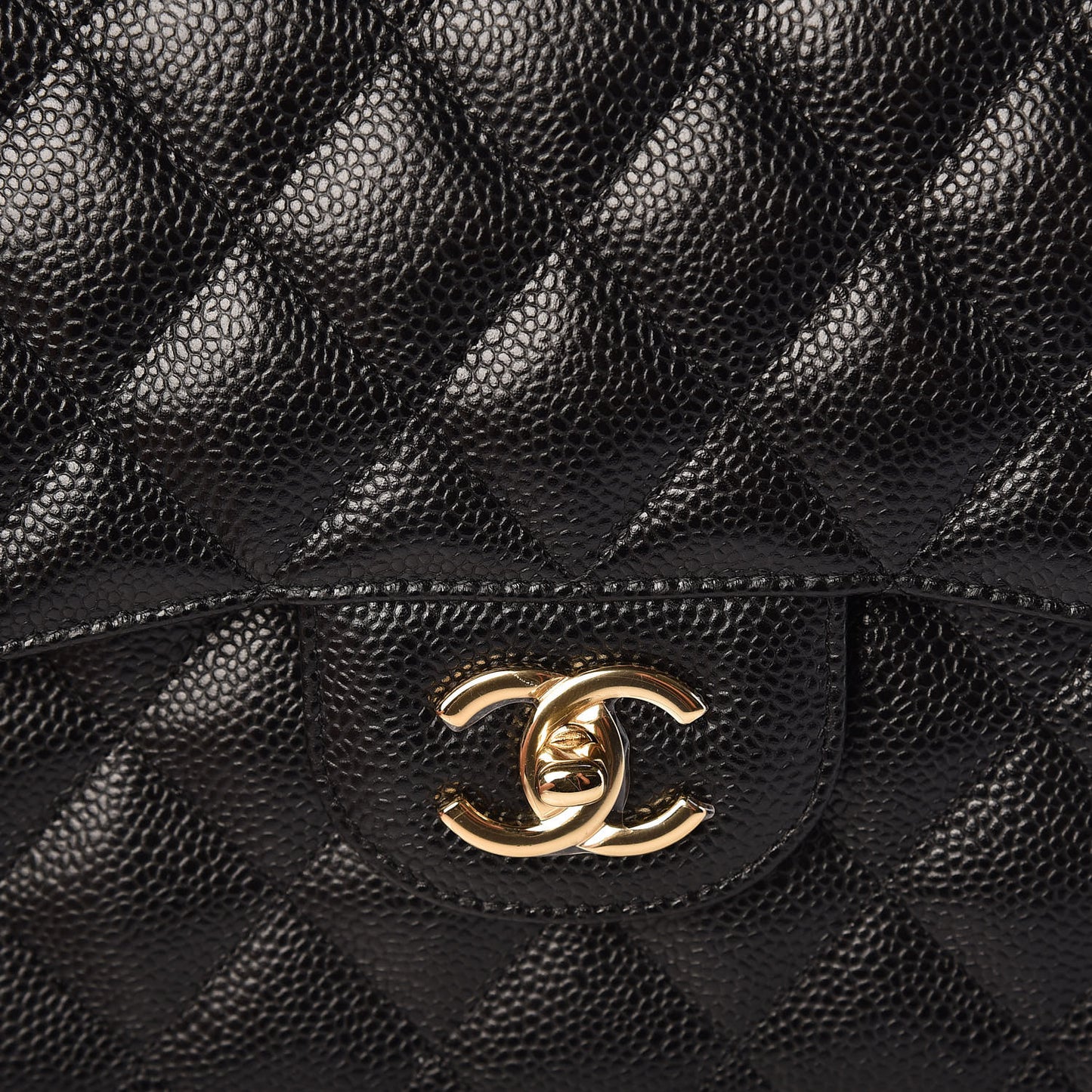 Caviar Quilted Jumbo Double Flap Black