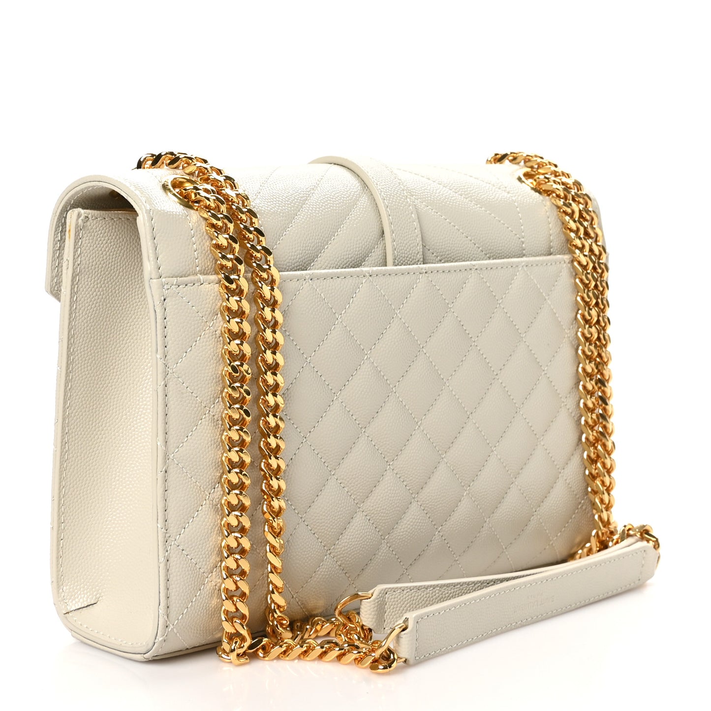 Grain De Poudre Textured Mixed Matelasse Medium Triquilt Monogram Satchel Crema Soft