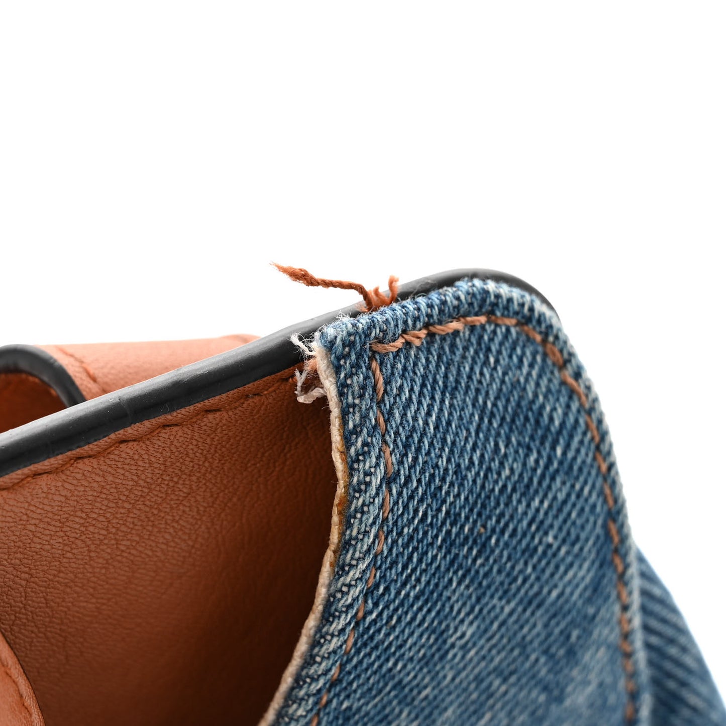 Calfskin Denim Small Hammock Shoulder Bag Blue Tan