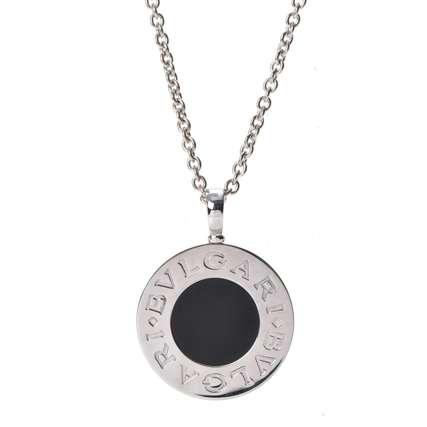 Stainless Steel 18K Yellow Gold Black Onyx Pendant Necklace
