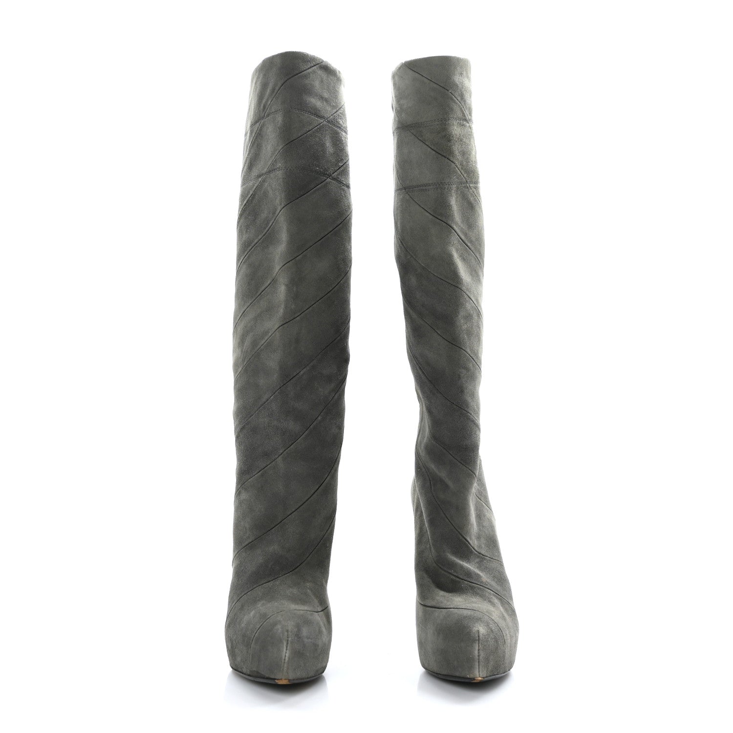 Louis Vuitton Suede High Boots 38.5 Grey 2 of 9