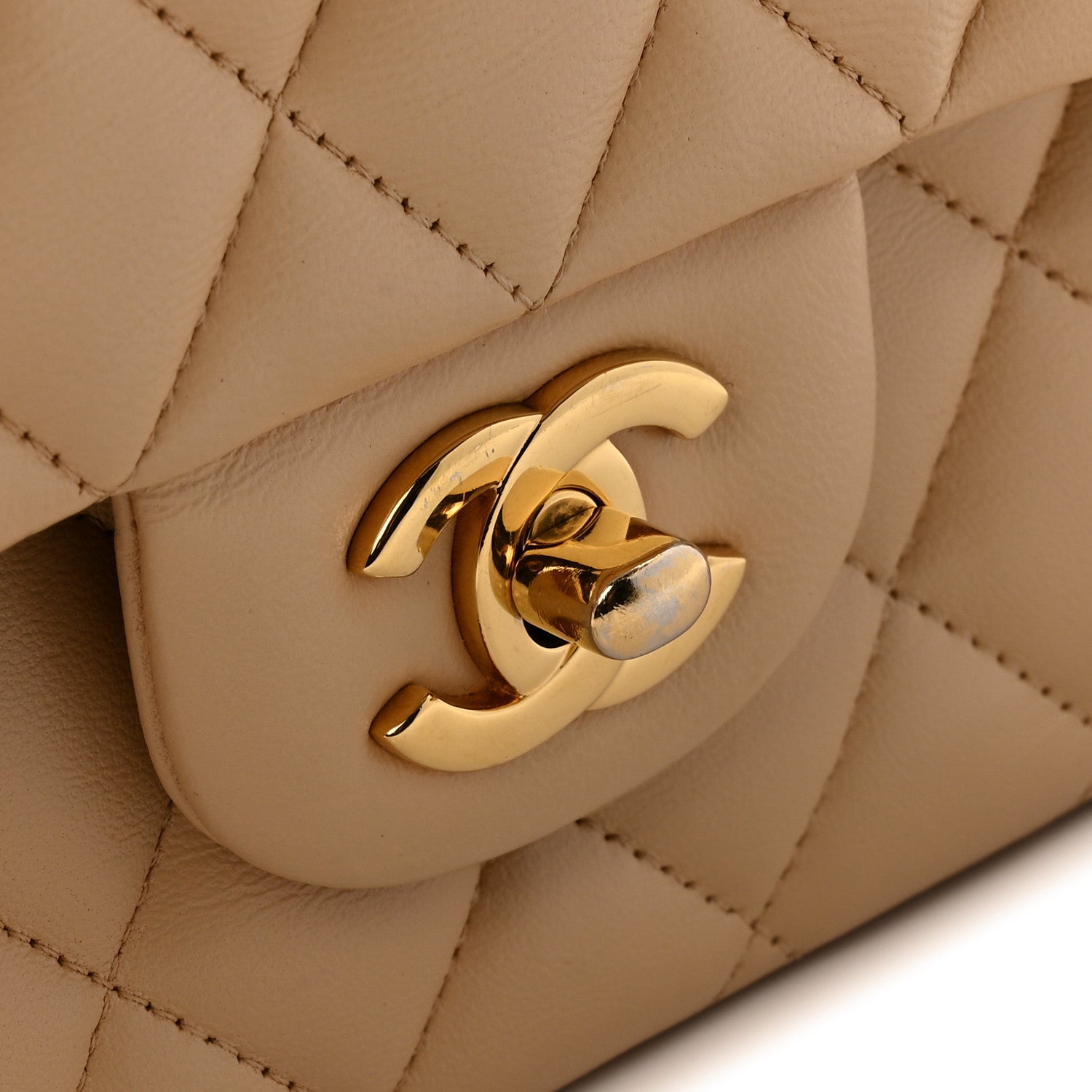 Chanel Lambskin Quilted Medium Double Flap Beige 12 of 13