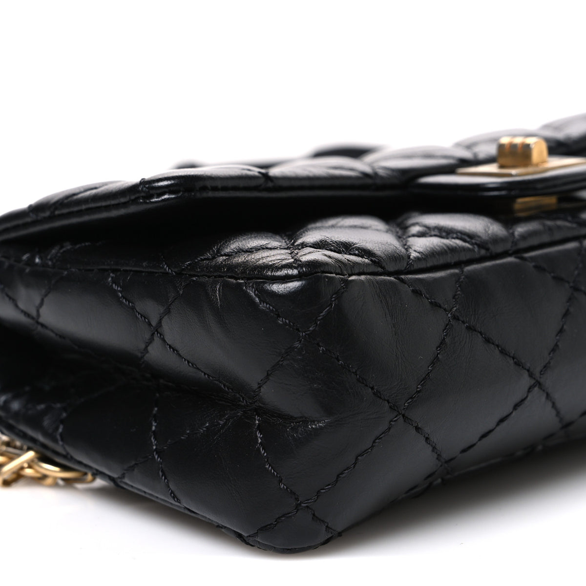 Aged Calfskin Quilted 2.55 Reissue Flap Belt Bag Clutch Black
