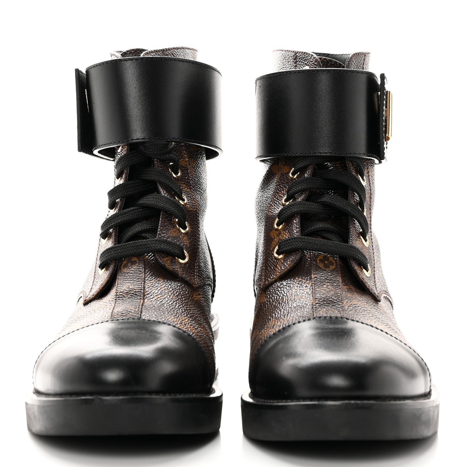 Louis Vuitton Calfskin Monogram Wonderland Flat Ranger Boots 39 Black 2 of 21