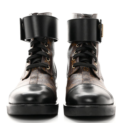 Louis Vuitton Calfskin Monogram Wonderland Flat Ranger Boots 39 Black 2 of 21