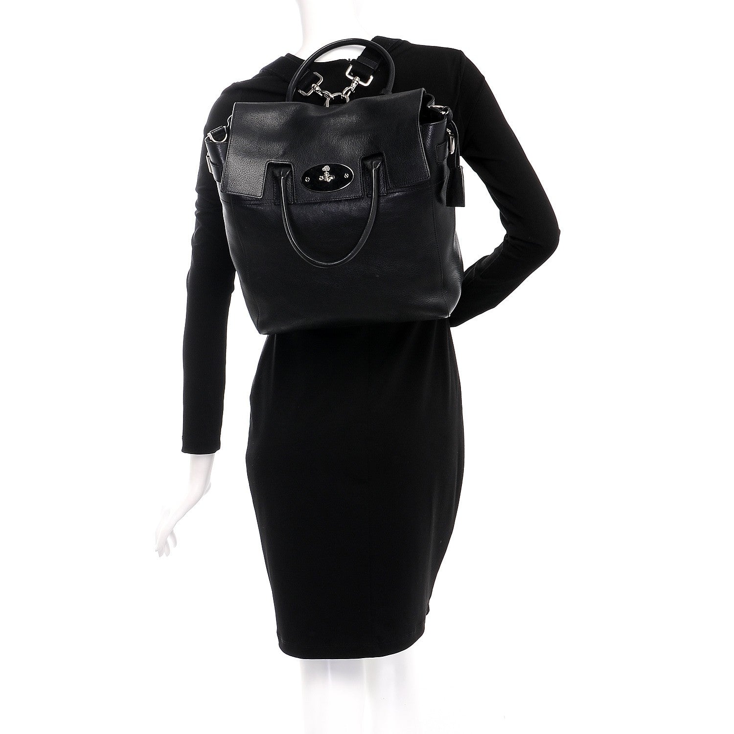 Mulberry Natural Leather Large Cara Delevingne Convertible Satchel Black 2 of 12