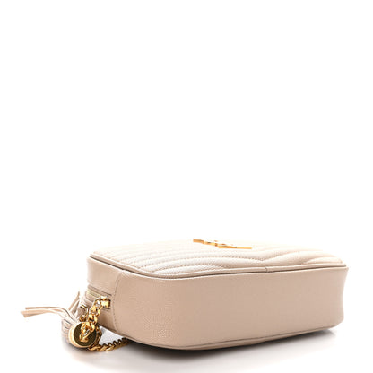 Saint Laurent Grain De Poudre Matelasse Monogram Mini Lou Camera Bag Dark Beige 4 of 10