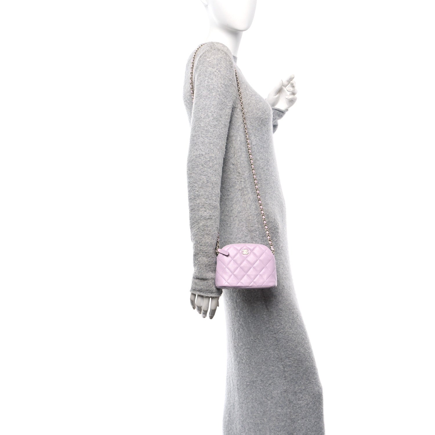 Chanel Caviar Quilted Clutch with Chain Light Purple 2 of 11