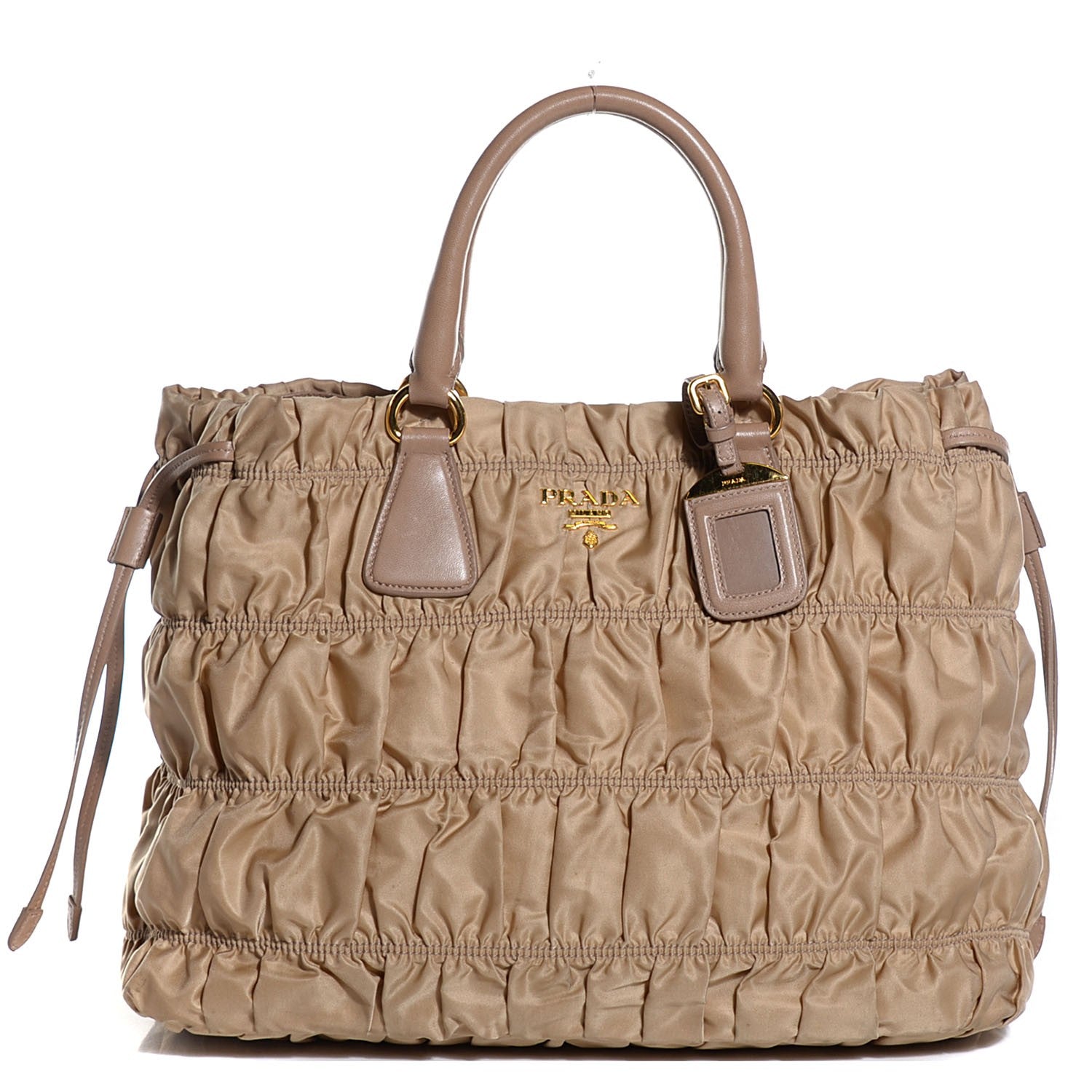 Prada Tessuto Nylon Gaufre Drawstring Tote Cammello 1 of 11
