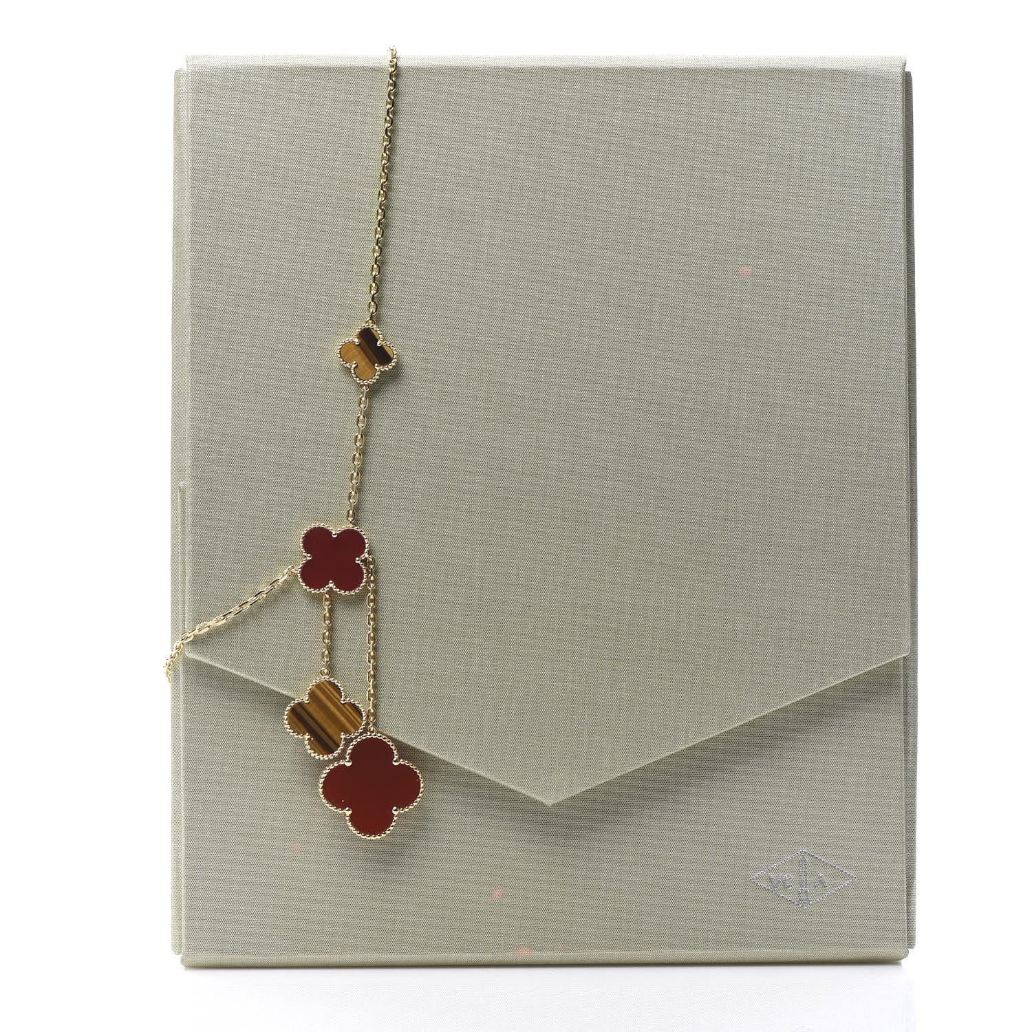 Van Cleef & Arpels 18K Yellow Gold Carnelian Tiger Eye 6 Motifs Magic Alhambra Necklace 7 of 7