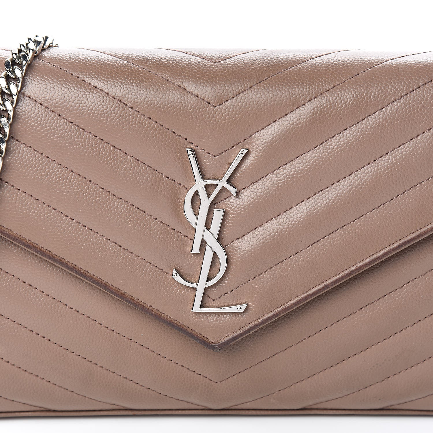 Saint Laurent Grain De Poudre Matelasse Chevron Monogram Chain Wallet Fard 13 of 13
