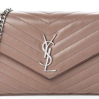 Saint Laurent Grain De Poudre Matelasse Chevron Monogram Chain Wallet Fard 13 of 13