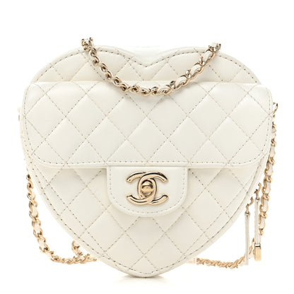 Chanel Lambskin Quilted CC In Love Heart Bag White 1 of 11