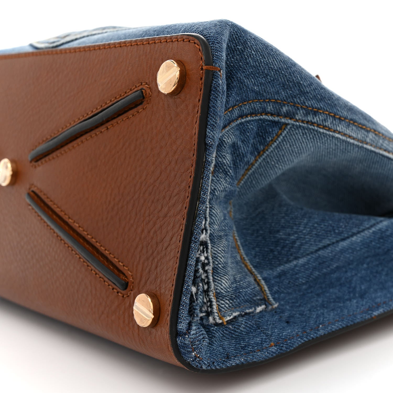 Valentino Garavani Calfskin Denim Rockstud Medium Joylock Satchel Blue 9 of 15