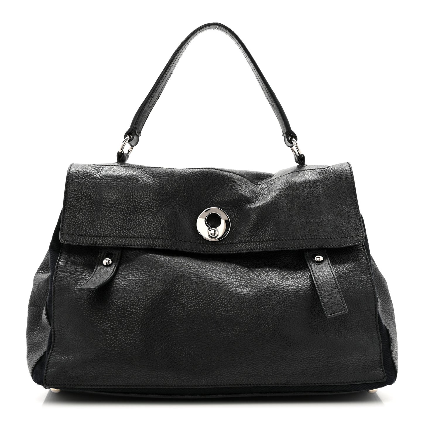 Calfskin Canvas Large Muse Two Black