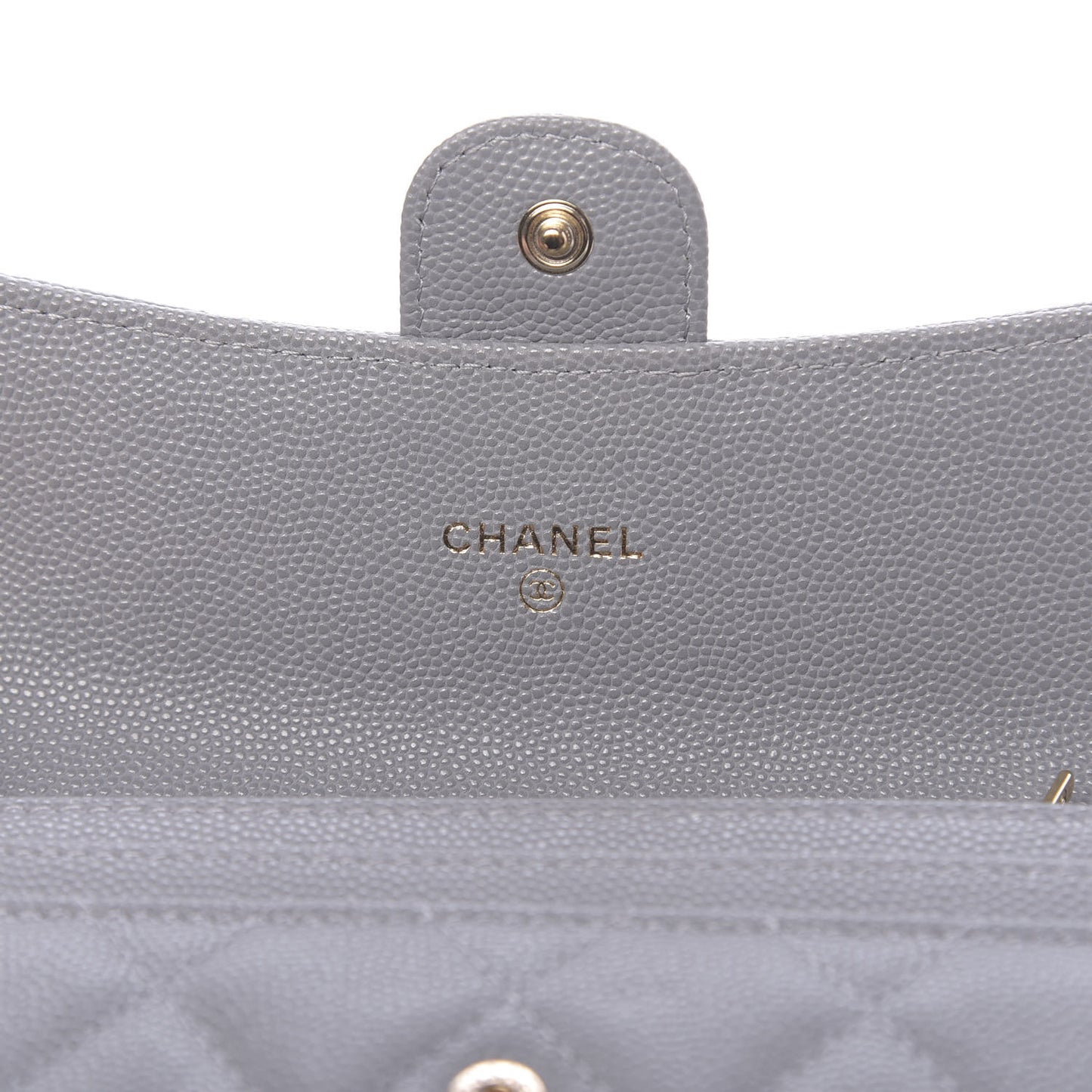 Caviar Quilted Medium Flap Wallet Grey