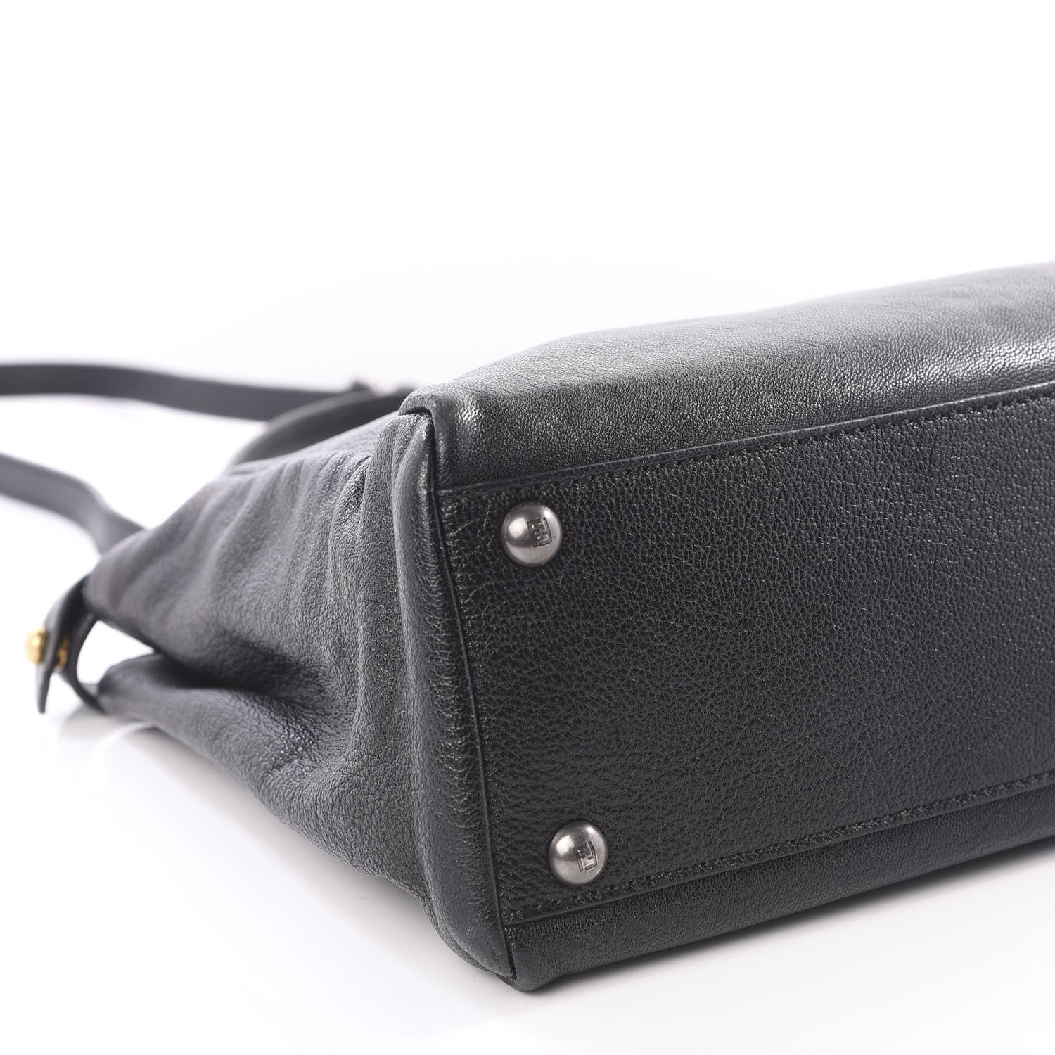 Fendi Goatskin Zucca Medium Peekaboo Iconic Satchel Black Tobacco 9 of 11
