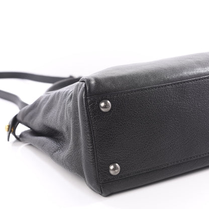 Fendi Goatskin Zucca Medium Peekaboo Iconic Satchel Black Tobacco 9 of 11