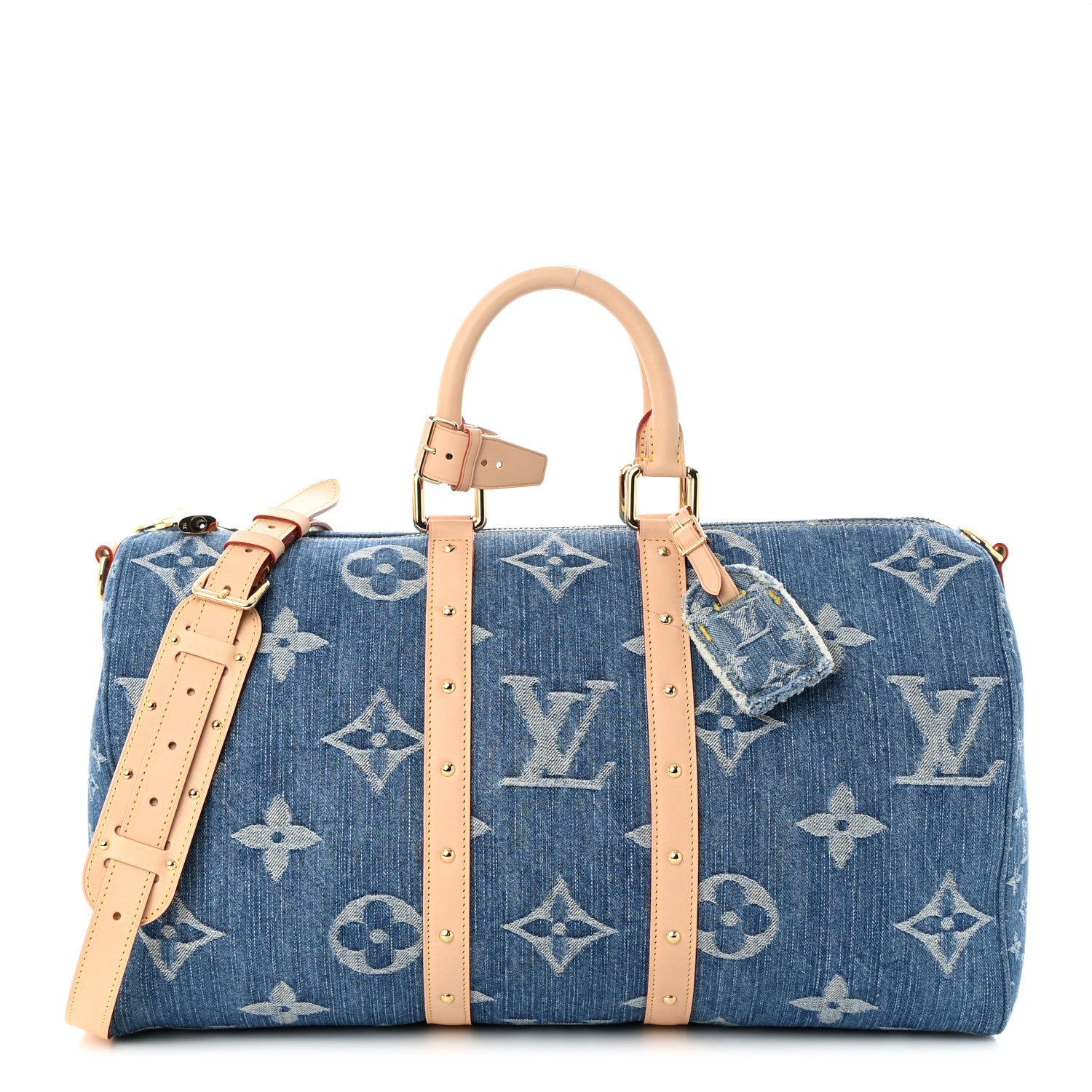 Louis Vuitton Denim Monogram New LV Remix Keepall Bandouliere 45 Blue 1 of 9