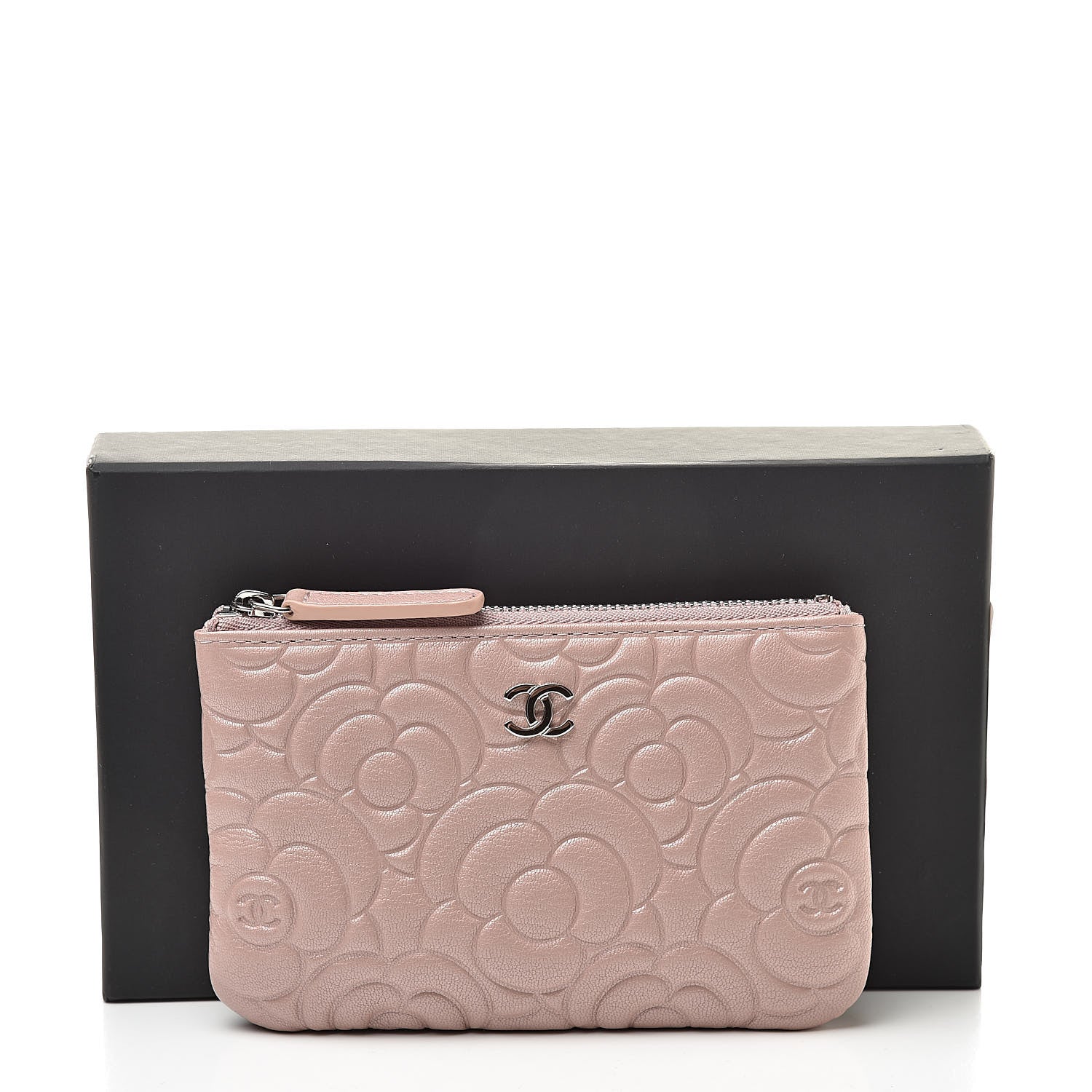 Chanel Goatskin Camellia Embossed Cosmetic Pouch Light Pink 8 of 8