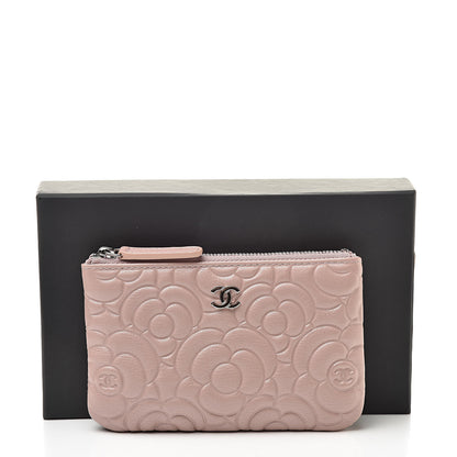 Chanel Goatskin Camellia Embossed Cosmetic Pouch Light Pink 8 of 8
