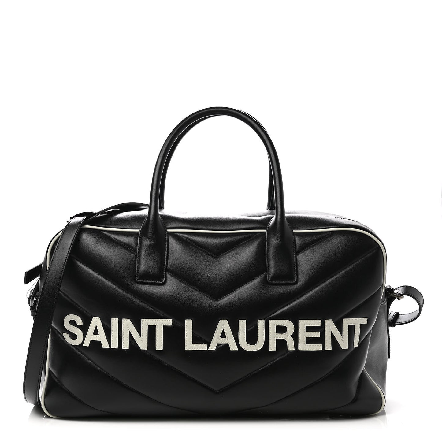 Calfskin Medium Miles Logo Bowler Duffel Bag Black