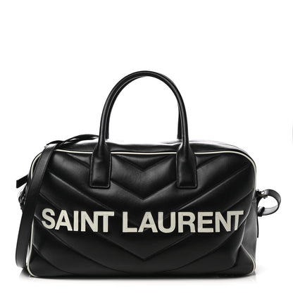 Saint Laurent Calfskin Medium Miles Logo Bowler Duffel Bag Black 2 of 10