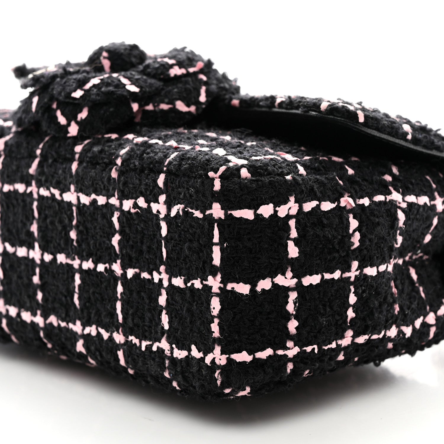 Chanel Tweed Quilted Small Camellia Flap Black Pink 10 of 10